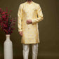 Raivat Ethnic Banarasi Jacquard Embroidery Semi Indo Western Sherwani In Yellow Colour | Swadesiicart