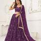 Aastha Fashion Wine Butterfly Net Tone To Tone Thread Work, Sequence Work And Original Mirror Work Embroidery Wedding Wear Lehenga Choli