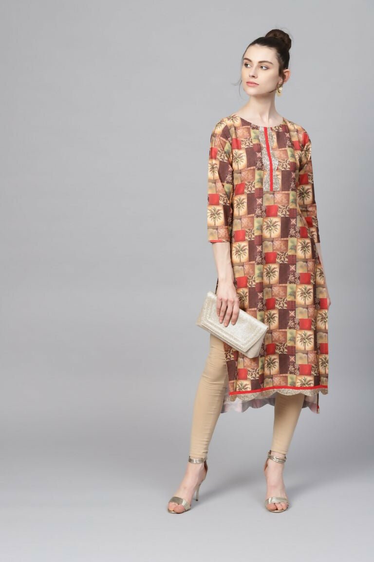 Ahalyaa Women's Traditional wear Kurta - Multi Color | Swadesiicart