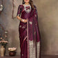 Joban Fashion Maroon Floral Motifs Banarasi Silk Sarees | Swadesiicart