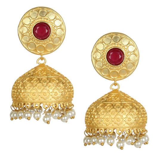 Joban Fashion Women Matte Gold Brass Jhumka | Swadesiicart