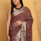 Very Much Indian Modal Silk Ajrakh Handblock Printed Natural Dyes With Designer Border Saree - Maroon | Swadesiicart