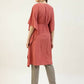 FIORRA Women's Dusty Pink Poly Crepe Kaftan Type Kurta Set - Swadesiicart