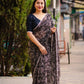 Black Poly Georgette Ethnic Motifs Saree with Unstitched Blouse - Hiral Fashion | Swadesiicart