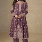 Anaita Purple Chinon Silk Stitched Suit with Embroidery & Sequence Work