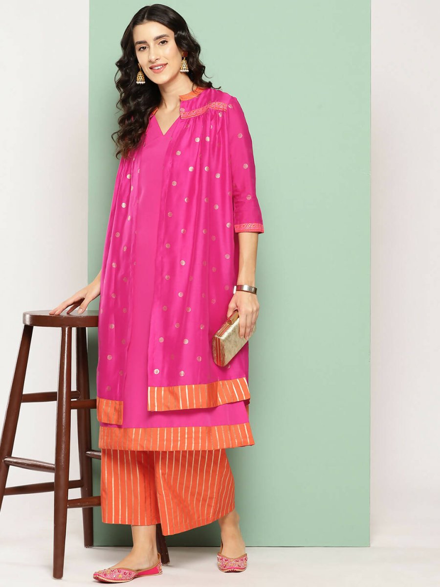 Ahalyaa Women's Traditional wear Kurta Set - Pink | Swadesiicart