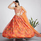 House of Panchhi Orange colour Organza Treditional design digital print Semi-Stitched Lehenga choli & Dupatta | Swadesiicart