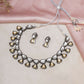 Dual Tone Kundan Neckpiece with Earrings Jewellery Set (silver) - Ruby Raang - Swadesiicart