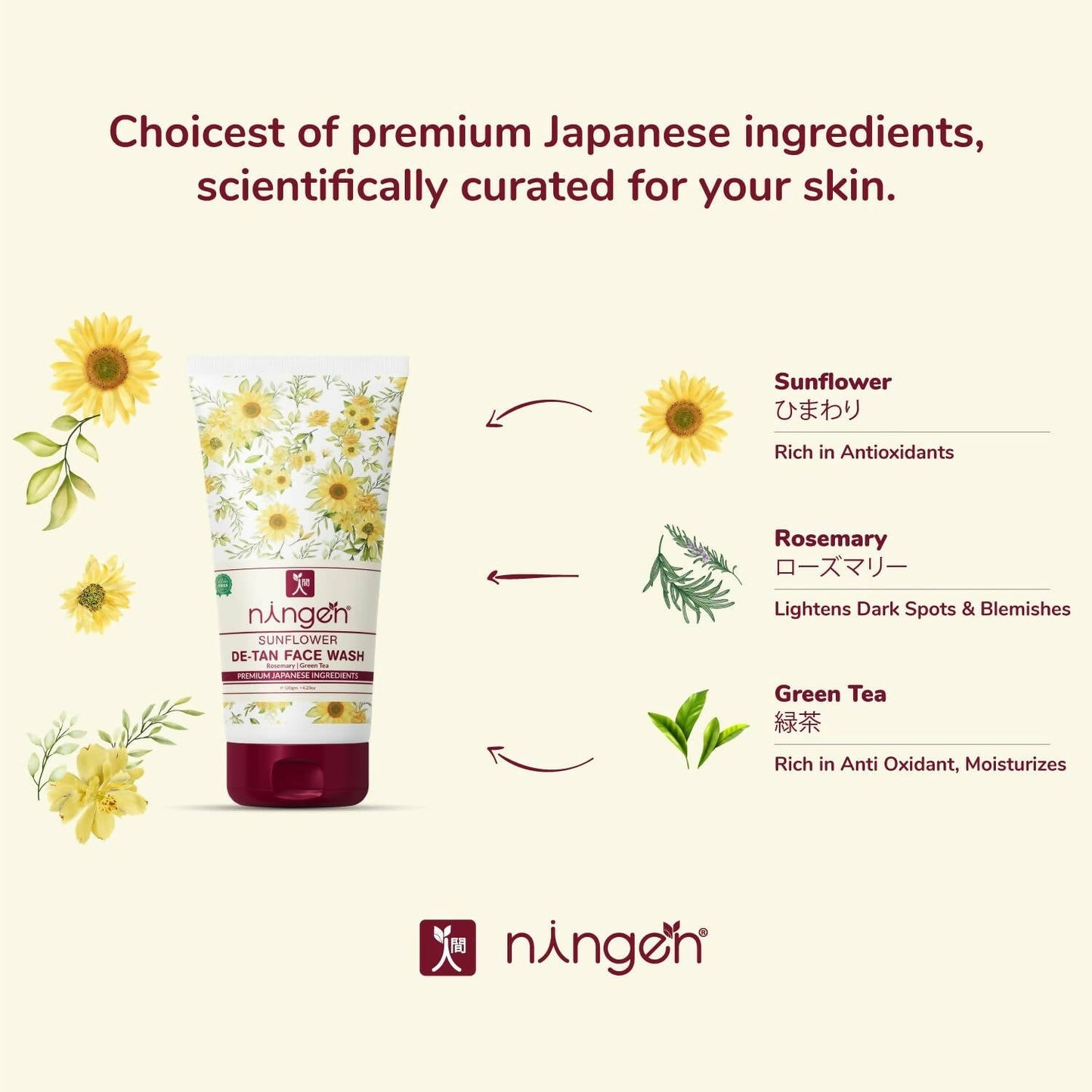 Ningen Sunflower De-Tan Face Wash - Swadesiicart