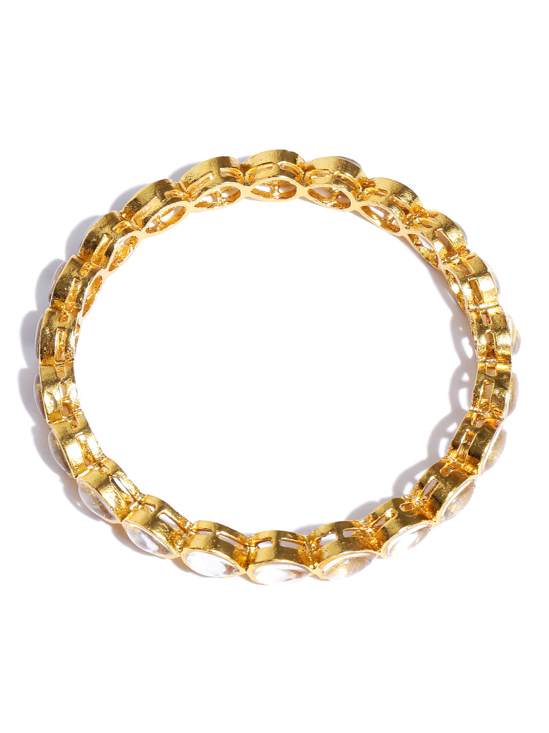 Priyaasi Women Set of 4 Gold-Polished Drop Shaped Kundan Studded Bangles - Swadesiicart
