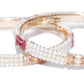 Priyaasi Women Set Of 2 Gold-Polished Pearls and Stones Studded Bangles in Pink and White Color - Swadesiicart