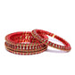 Priyaasi Women Set Of 4 Stones Studded Silk Threaded Bangles in Maroon Color - Swadesiicart