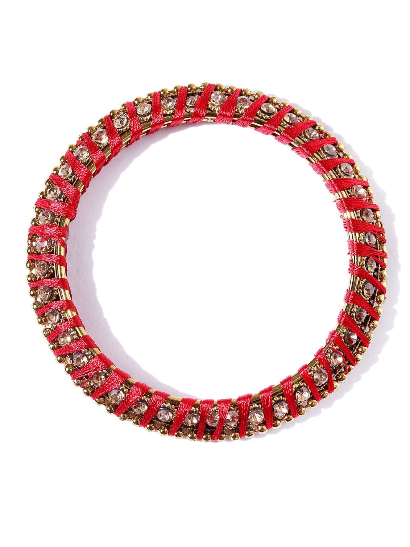 Priyaasi Women Set Of 4 Stones Studded Silk Threaded Bangles in Maroon Color - Swadesiicart