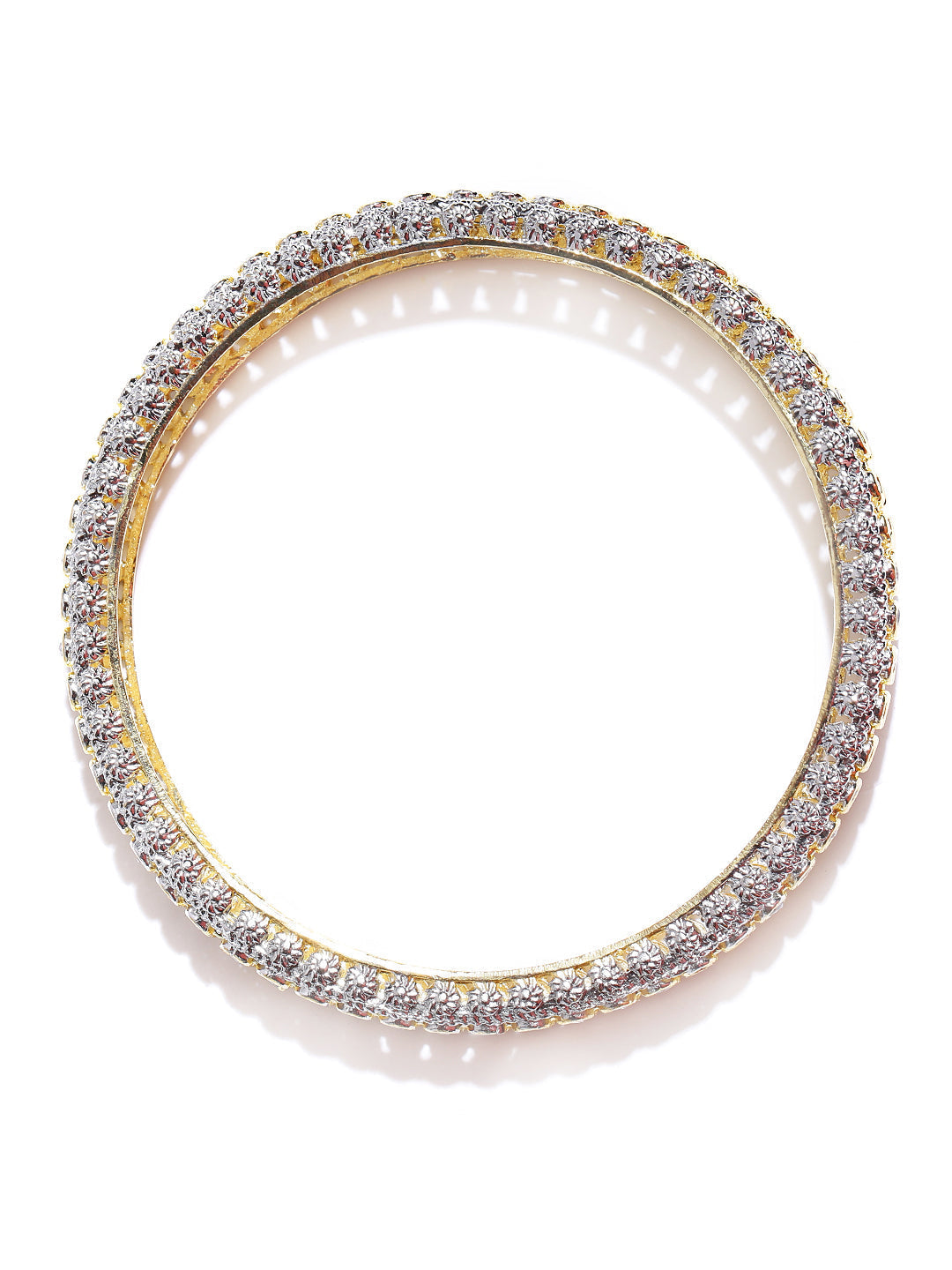 Priyaasi Women Set Of 2 Dual-Toned American Diamond Studded Bangles - Swadesiicart