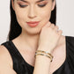 Priyaasi Women Set Of 2 Dual Toned American Diamond Studded Bangles in Floral Pattern - Swadesiicart