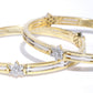 Priyaasi Women Set Of 2 Dual Toned American Diamond Studded Bangles in Floral Pattern - Swadesiicart