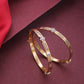 Priyaasi Women Set Of 2 Dual Toned American Diamond Studded Bangles in Floral Pattern - Noz2Toz