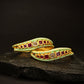 Priyaasi Women Set Of 2 Matte Gold AD And Maroon Stone Studded Mint Green Curved Shape Bangles - Noz2Toz