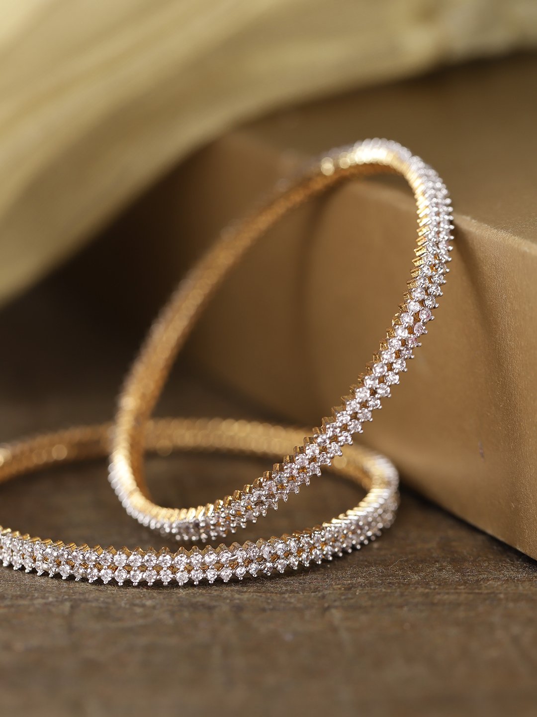 Priyaasi Women 2 Gold-Polished White Bangle - Noz2Toz