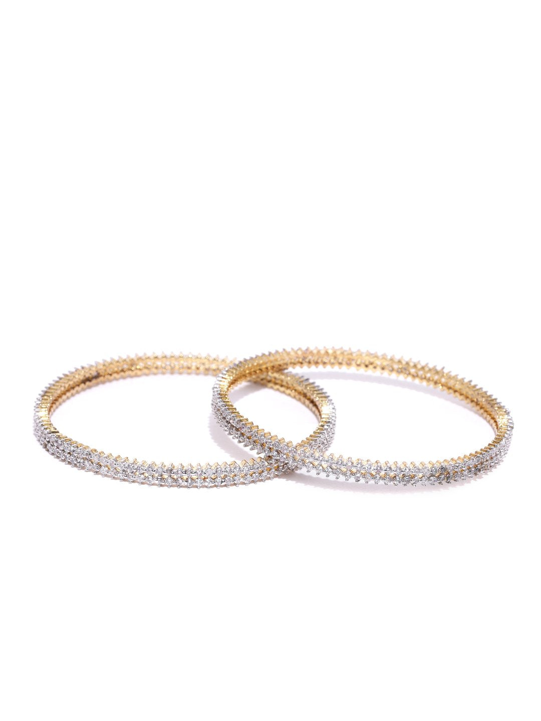 Priyaasi Women 2 Gold-Polished White Bangle - Swadesiicart