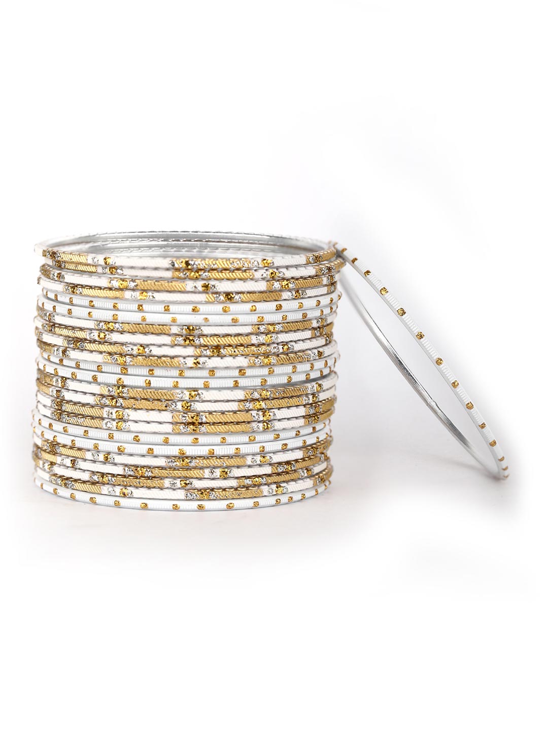 Priyaasi Women White & Golden Set of 24 Bangles - Swadesiicart