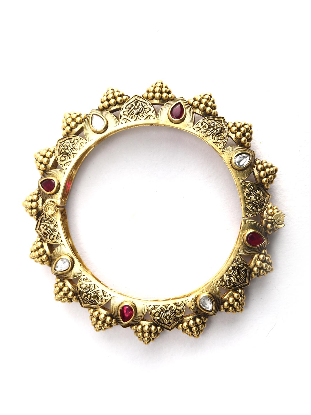 Priyaasi Women Ruby Kundan Gold-Polished Set of 2 Bangle Set - Swadesiicart