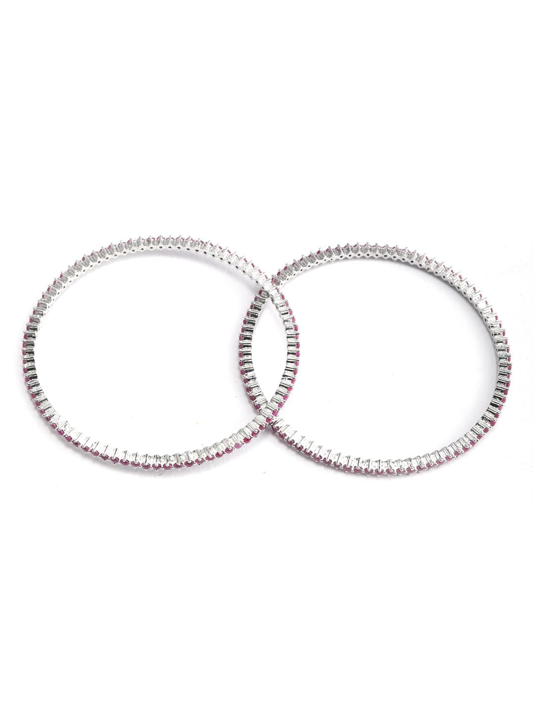 Priyaasi Women Purple Stones Silver Plated Bangles Set - Swadesiicart