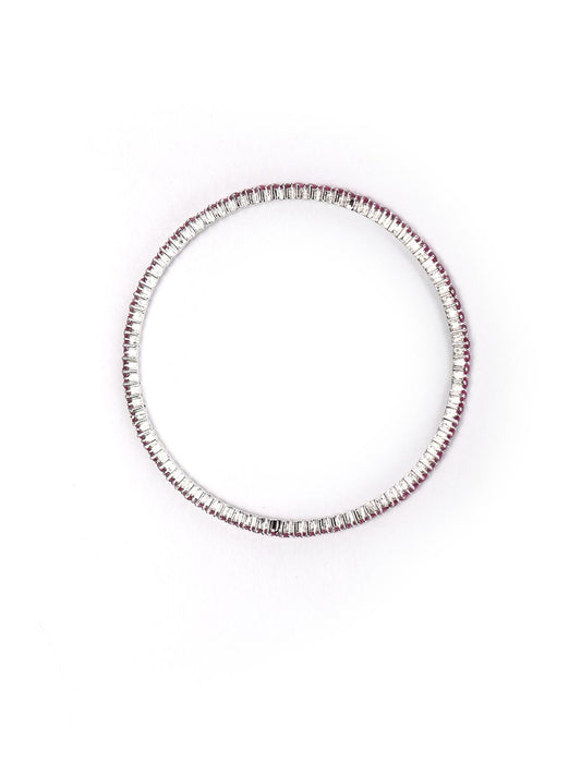 Priyaasi Women Purple Stones Silver Plated Bangles Set - Swadesiicart