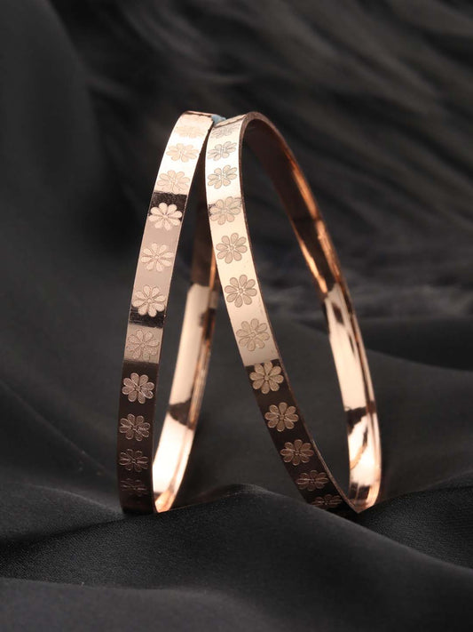 Priyaasi Women Set of 2 Rose Gold-Polished Bangles Set - Noz2Toz