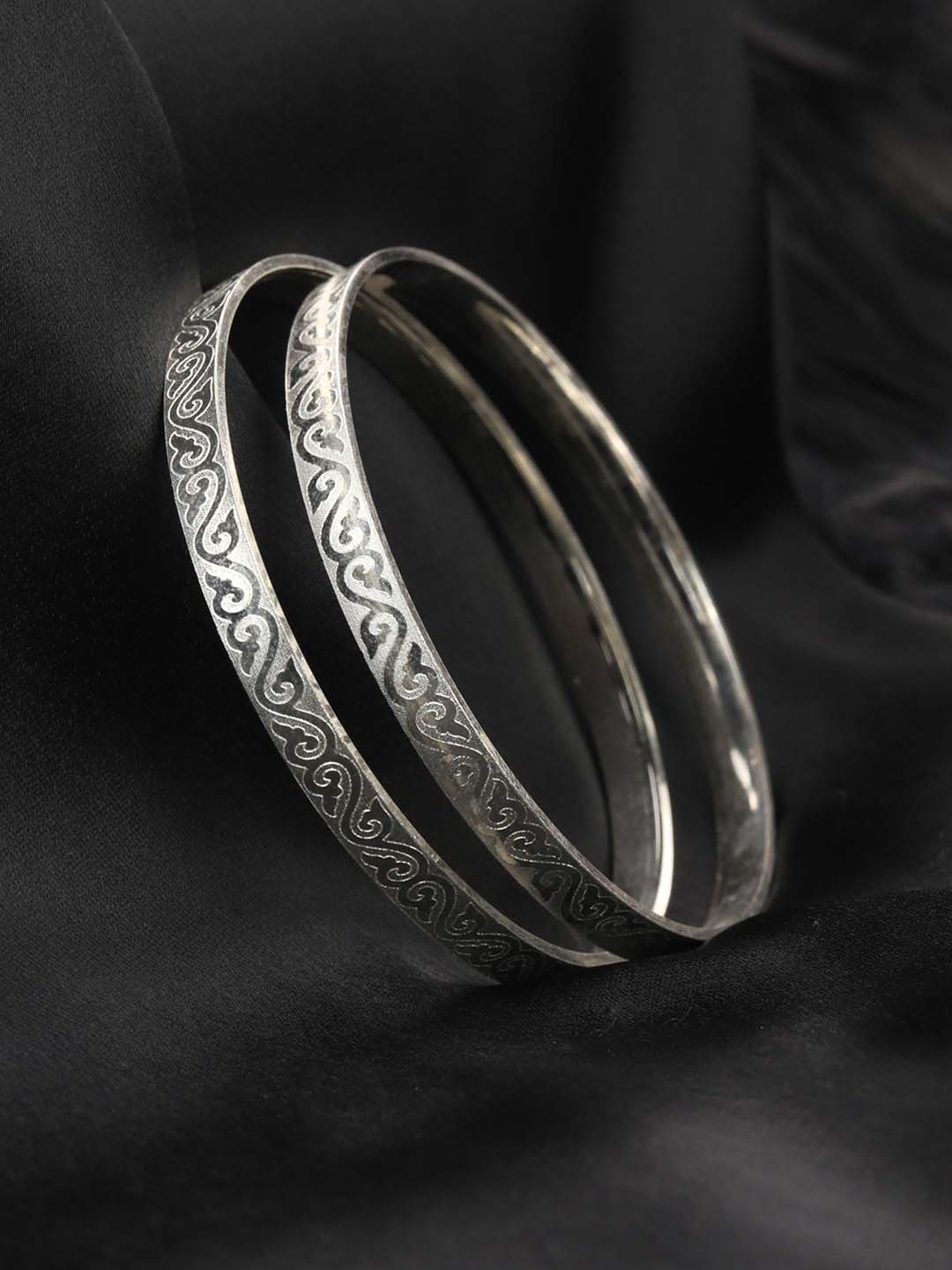 Priyaasi Women Set of 2 Silver Plated Bangles Set - Noz2Toz