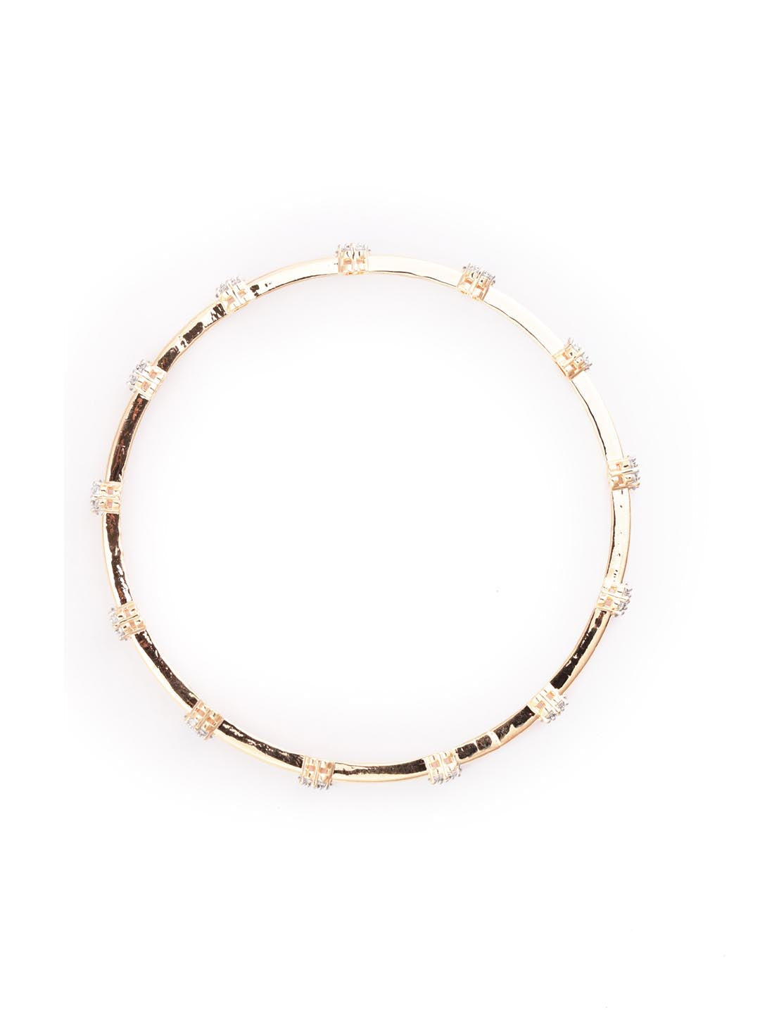 Priyaasi Women Set of 2 American Diamond Rose Gold-Polished Bangles Set - Swadesiicart