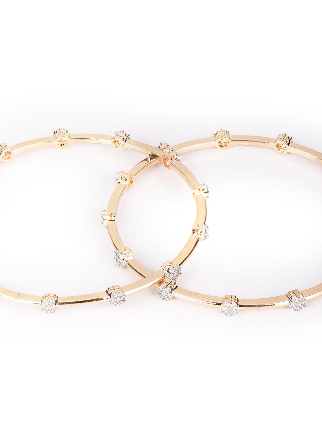 Priyaasi Women Set of 2 American Diamond Rose Gold-Polished Bangles Set - Swadesiicart