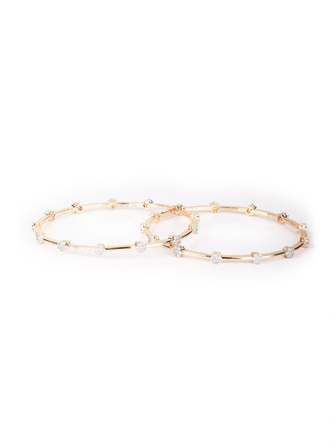 Priyaasi Women Set of 2 American Diamond Rose Gold-Polished Bangles Set - Swadesiicart