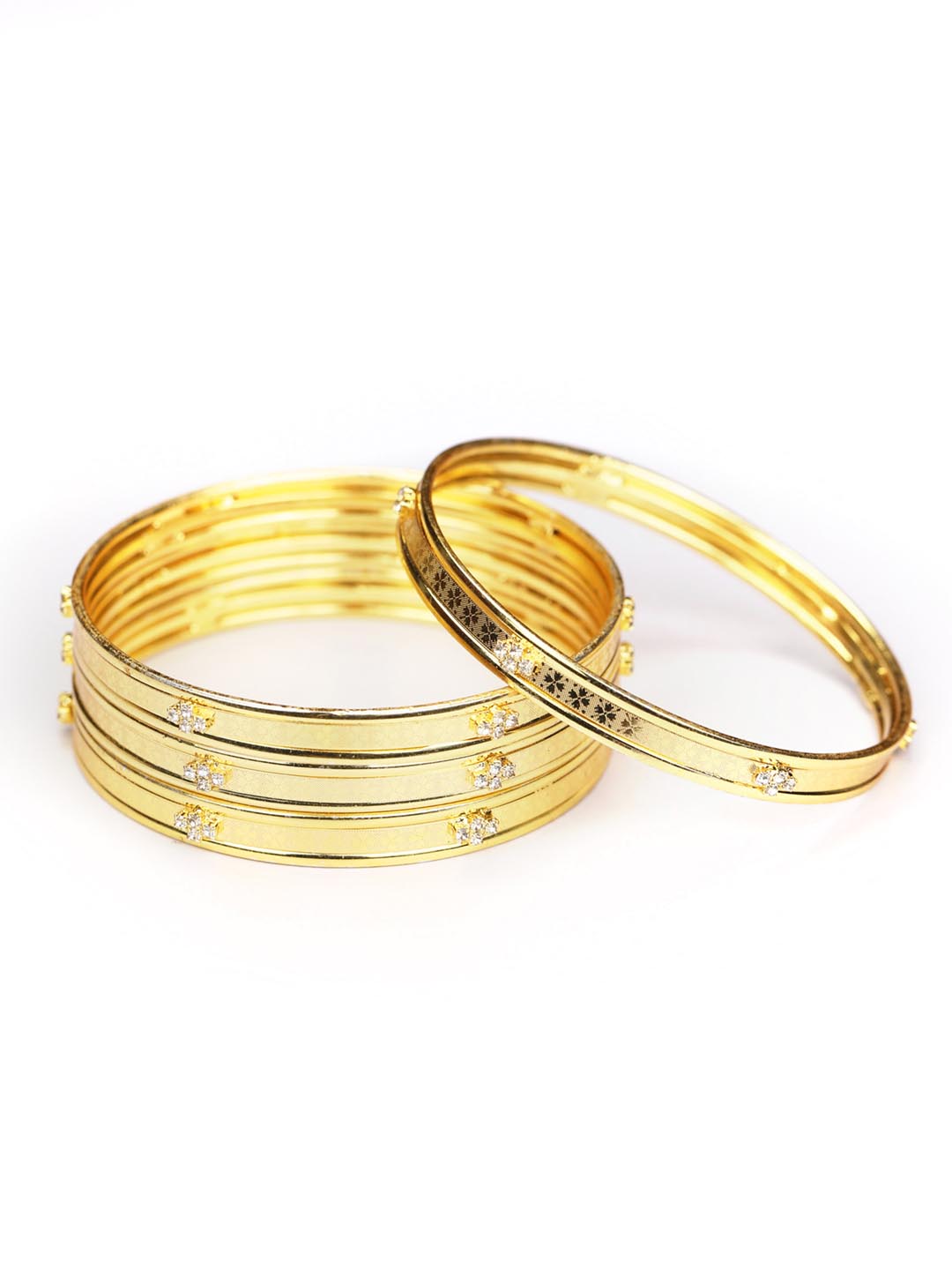Priyaasi Women Set of 4 Gold-Polished Bangles Set - Swadesiicart