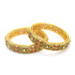 Priyaasi Women Multi Color Ruby Emaraled Gold-Polished Set Of 2 Bangles - Swadesiicart