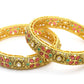 Priyaasi Women Multi Color Ruby Emaraled Gold-Polished Set Of 2 Bangles - Swadesiicart