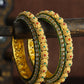 Priyaasi Women Multi Color Kundan Pearls Gold Platted Set Of 2 Bangles - Noz2Toz