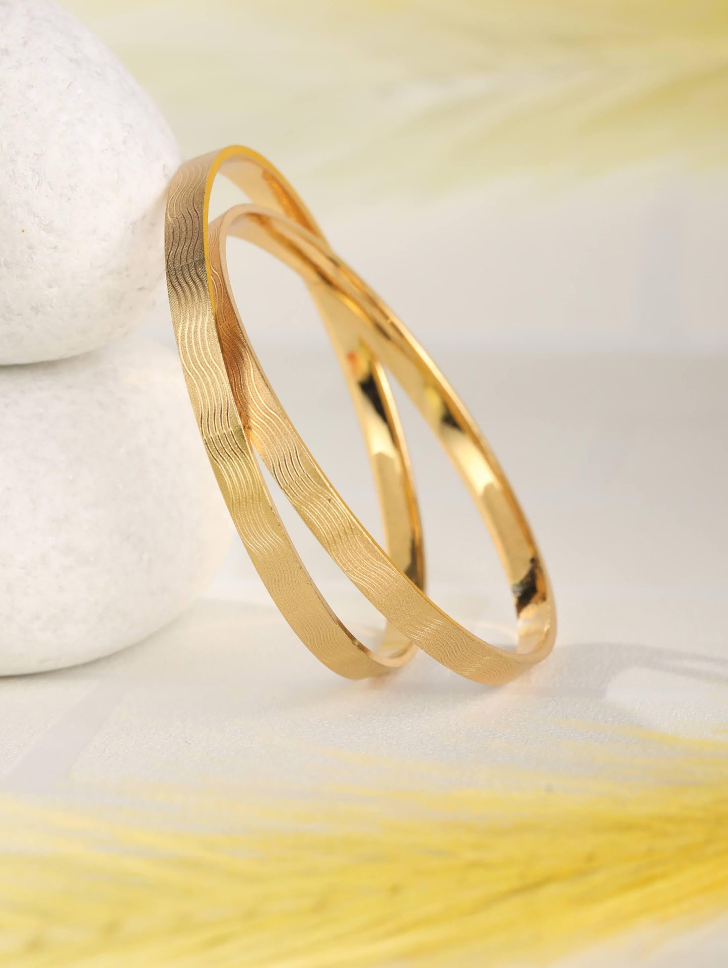 Priyaasi Women Gold-Polished Set of 2 Bangle Set - Noz2Toz