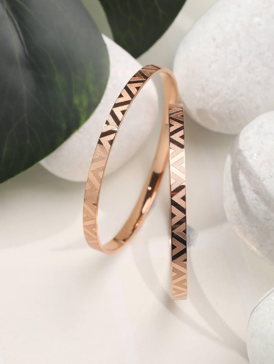 Priyaasi Women Rose Gold-Polished Set of 2 Bangle Set - Noz2Toz