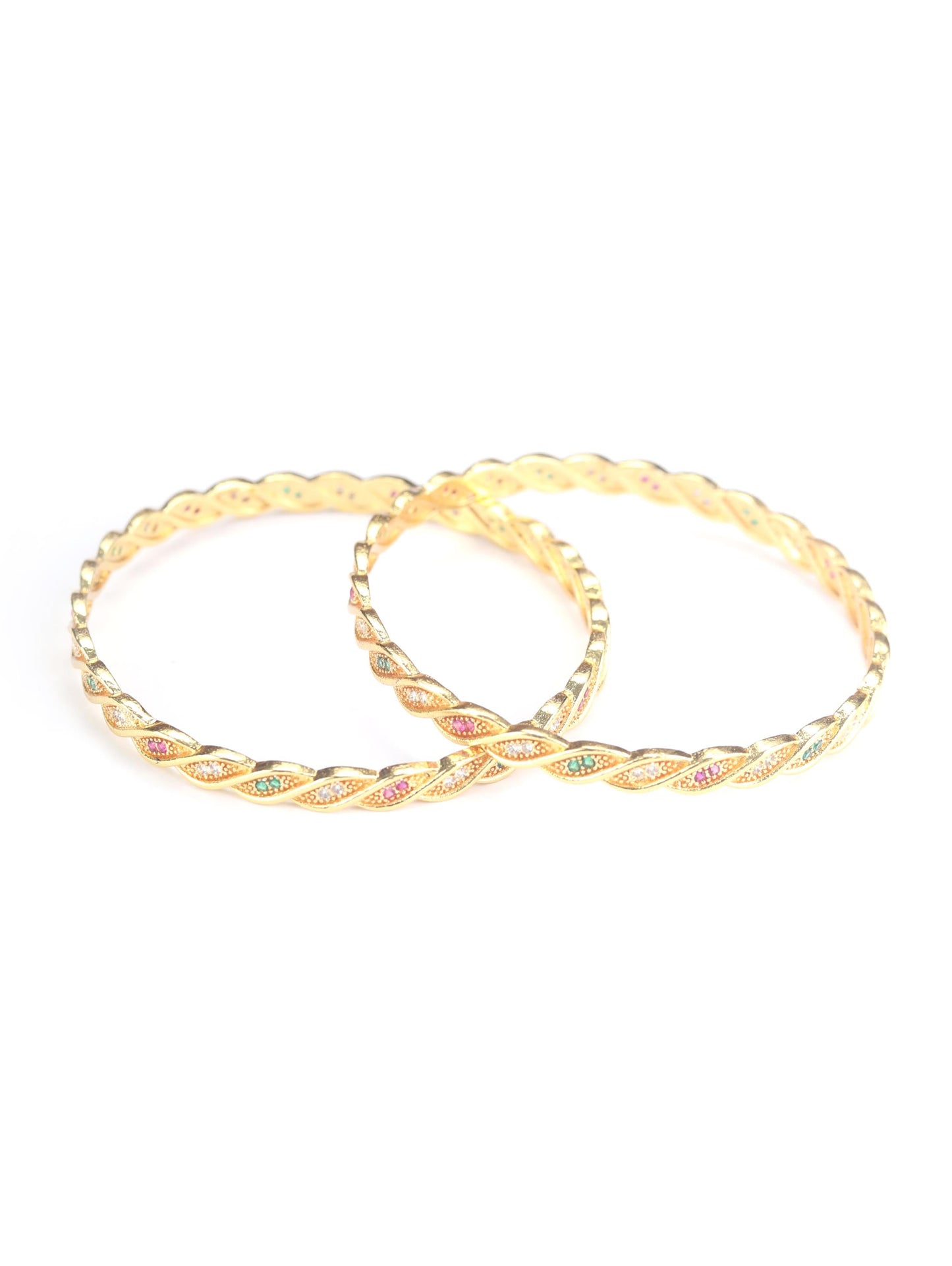 Priyaasi Women Multi-Color American Diamond Gold-Polished Set of 2 Bangle Set - Swadesiicart