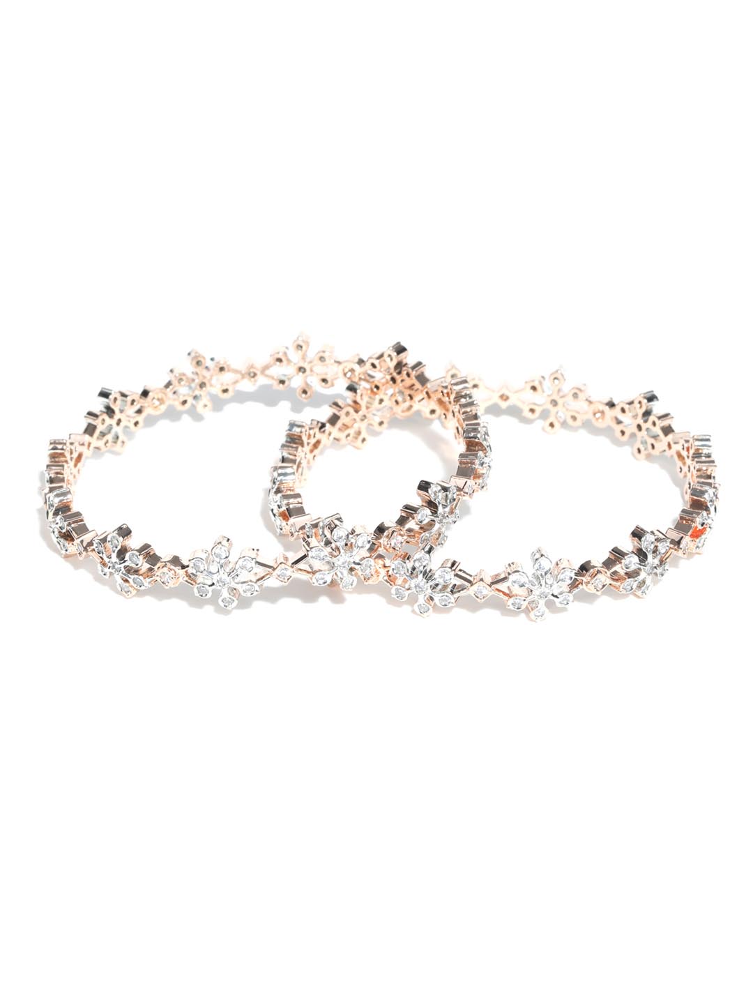 Priyaasi Women American Diamond Rose Gold-Polished Bangle Set - Swadesiicart