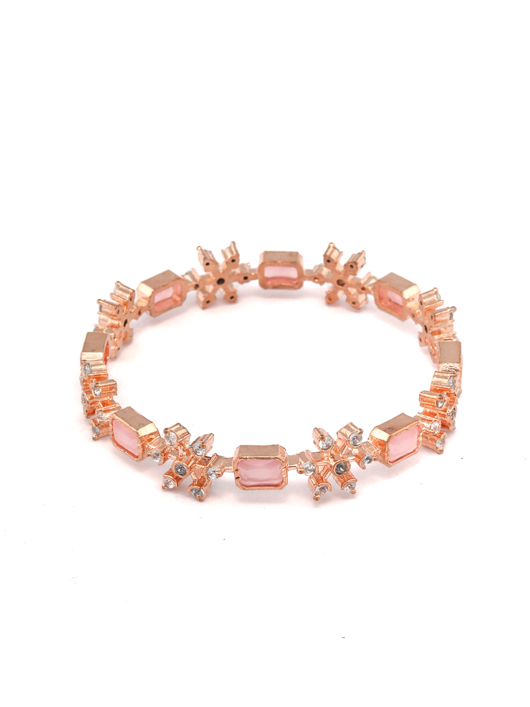 Priyaasi Women Pink American Diamond Rose Gold-Polished Set of 2 Bangles - Swadesiicart