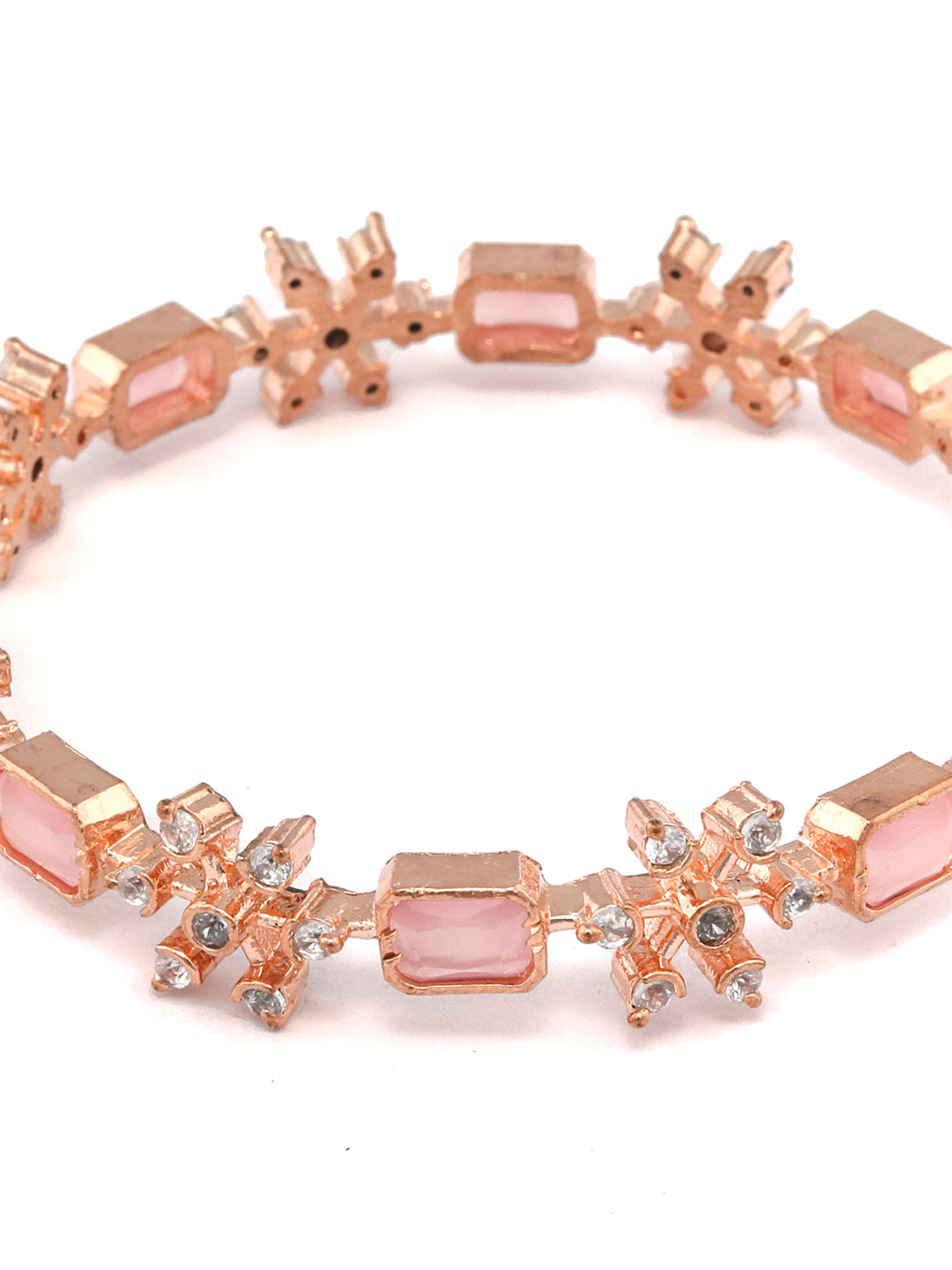 Priyaasi Women Pink American Diamond Rose Gold-Polished Set of 2 Bangles - Swadesiicart