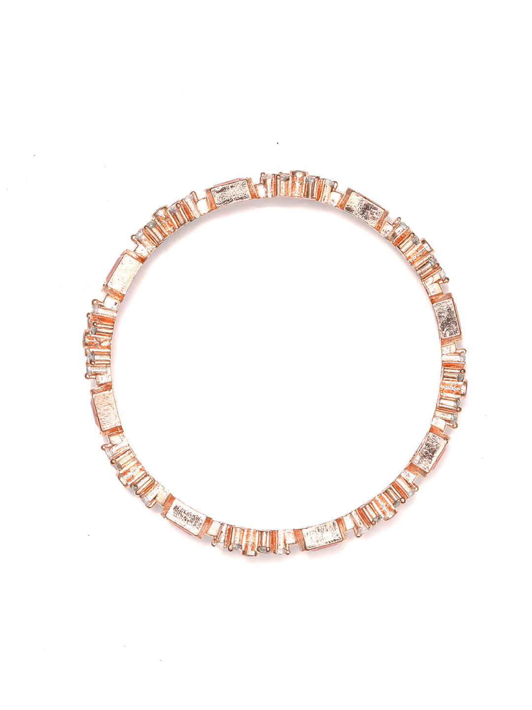 Priyaasi Women Pink American Diamond Rose Gold-Polished Set of 2 Bangles - Swadesiicart