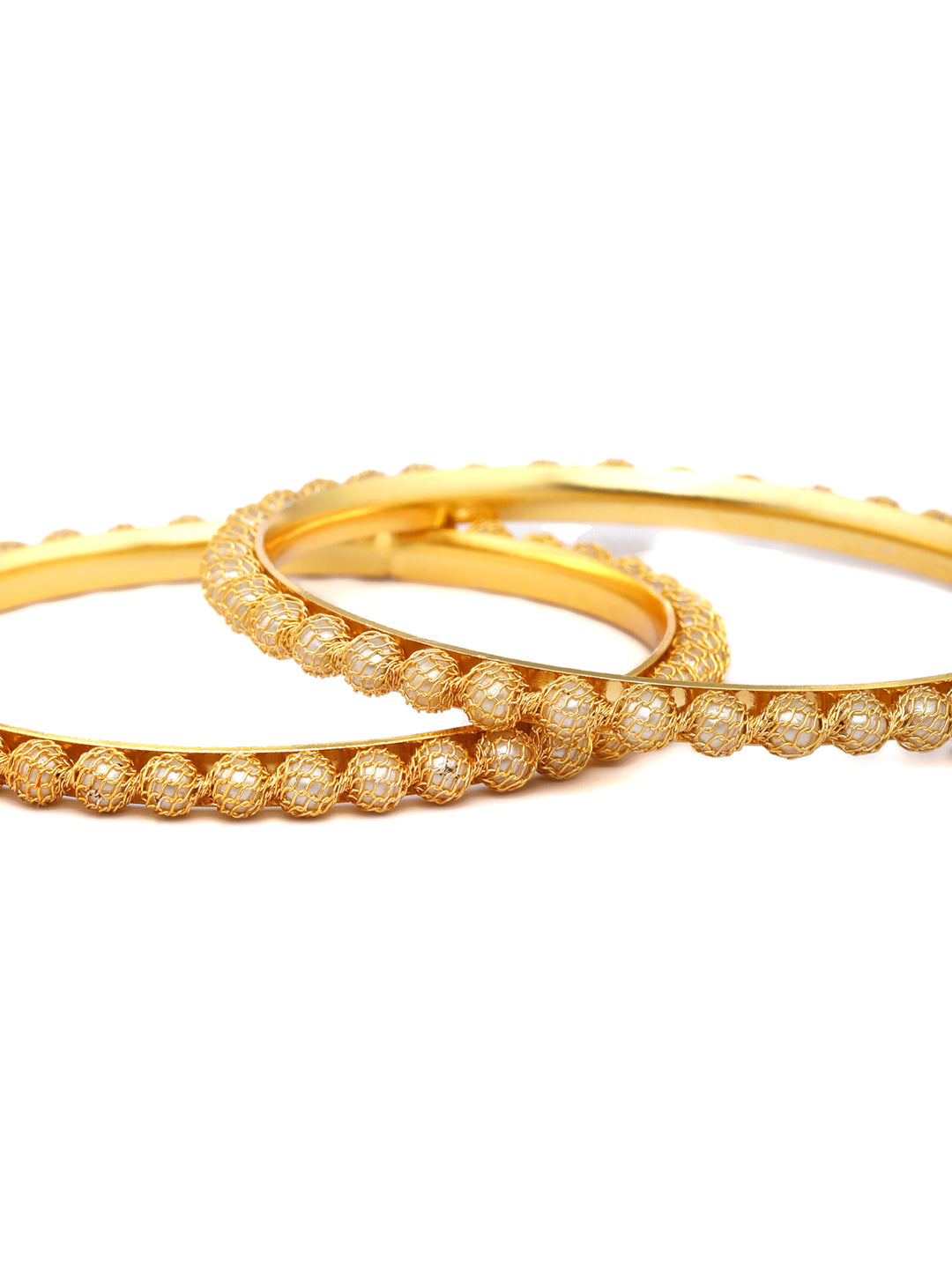 Priyaasi Women Gold-Polished Pearls Studded Set of 2 Bangles - Swadesiicart