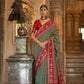 Siam Green Banarasi Weaving, Ultra Aqua Finish, Zari Work Banarasi Silk Saree - Rath Kunti - Swadesiicart