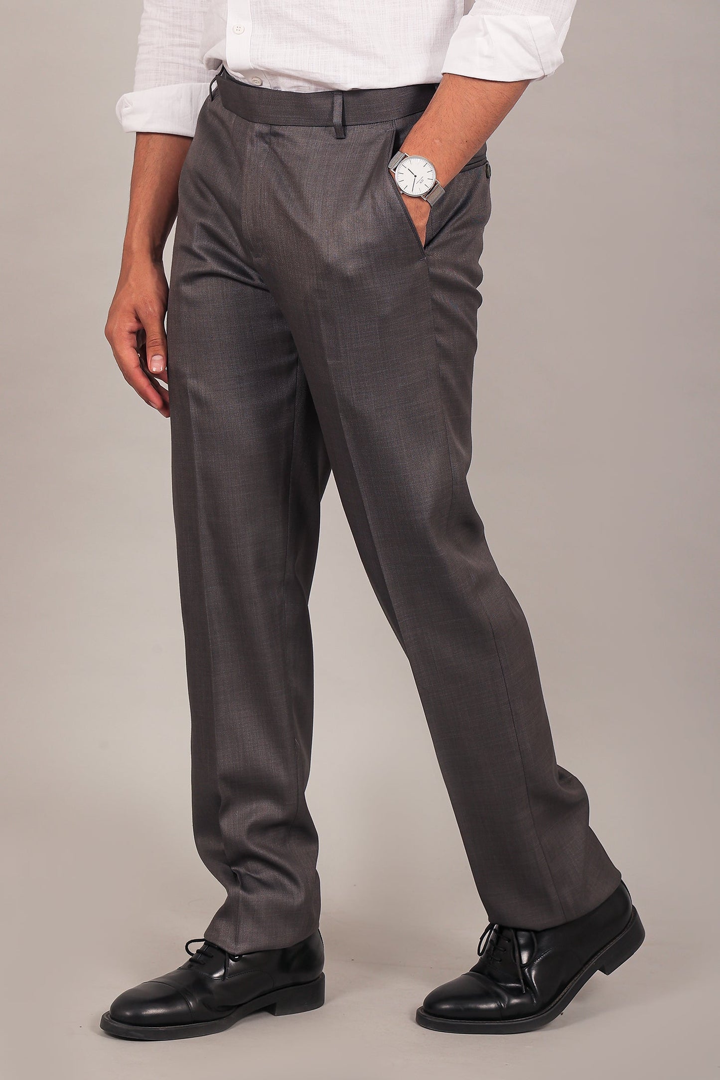 Bluebird Men's Dark Grey Formal Trousers | Swadesiicart