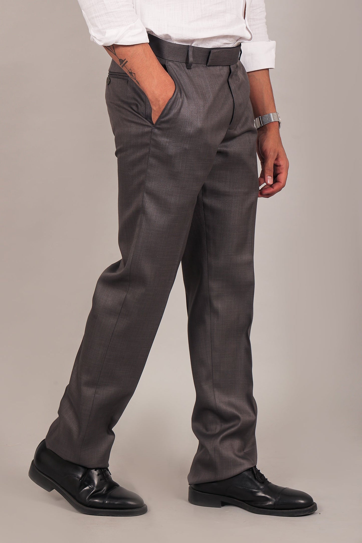 Bluebird Men's Dark Grey Formal Trousers | Swadesiicart