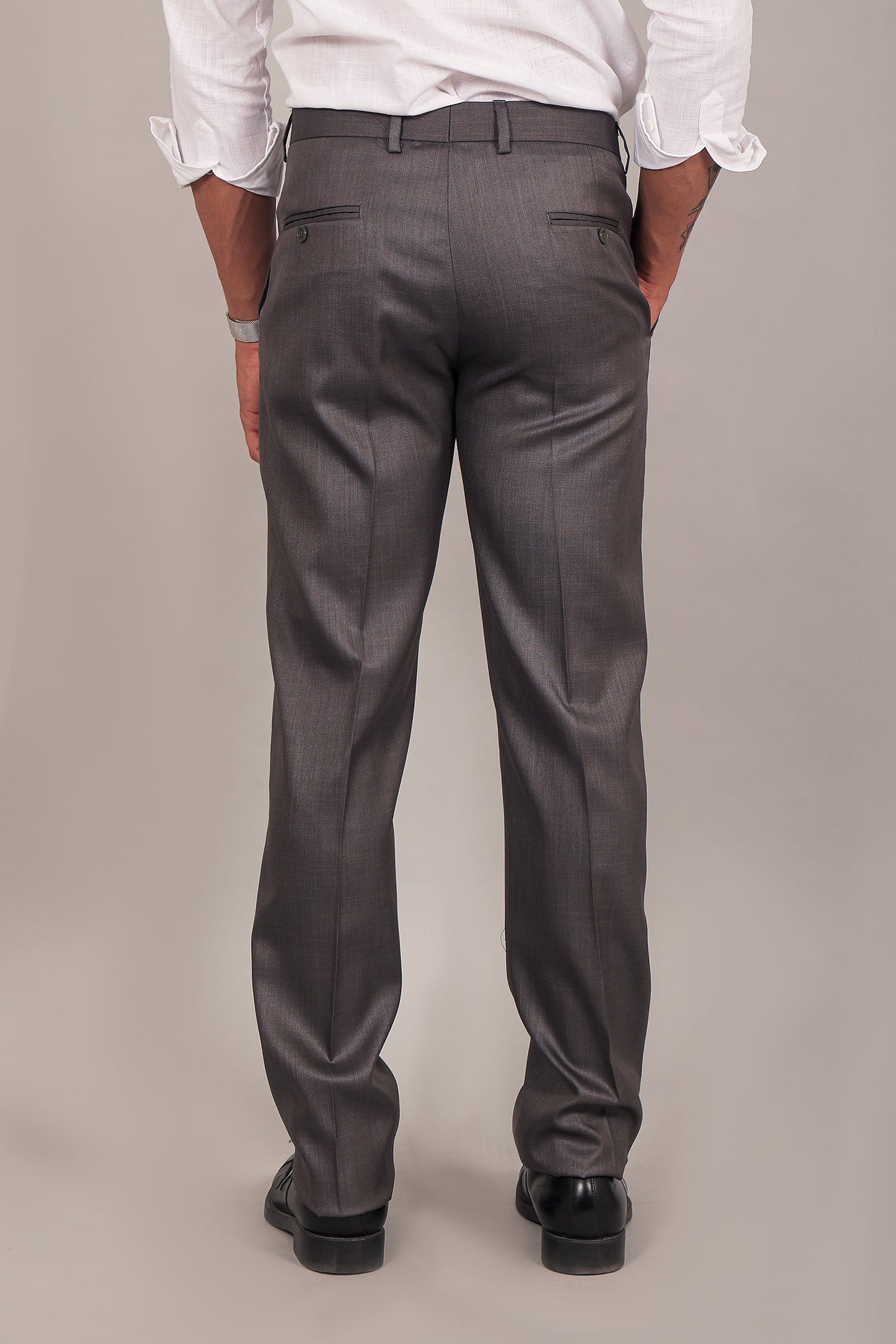 Bluebird Men's Dark Grey Formal Trousers | Swadesiicart