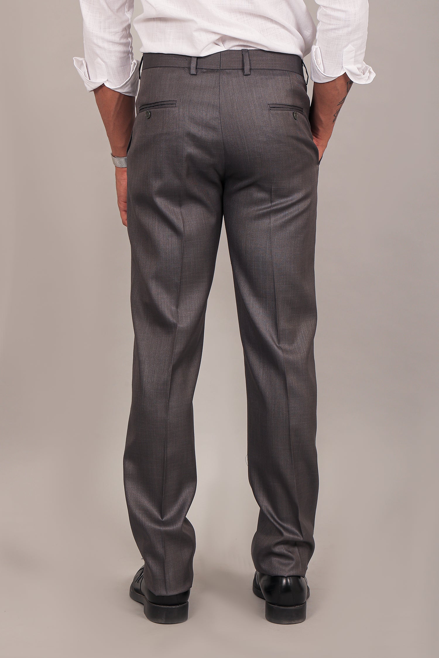 Bluebird Men's Dark Grey Formal Trousers | Swadesiicart
